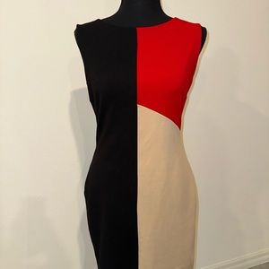 Business professional color block dress